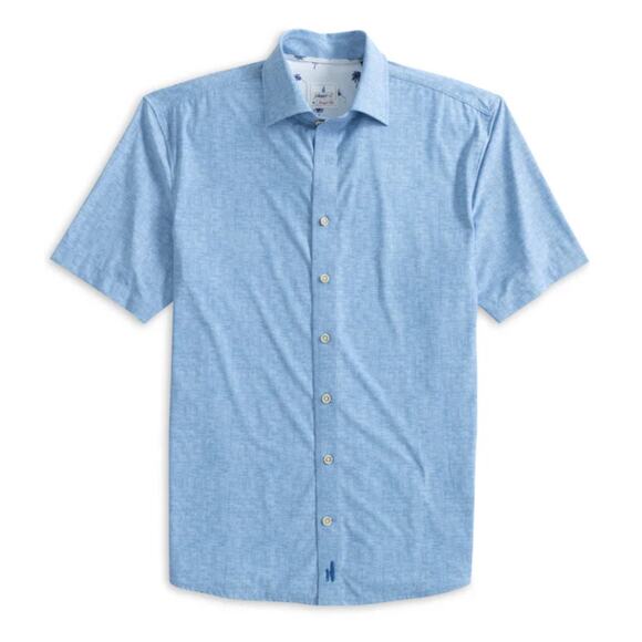 NEW NWT $158 johnnie-O Avin Jersey Knit Button Up Shirt Maliblu Blue Size S - Picture 2 of 8